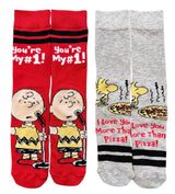 PEANUTS CHARLIE BROWN Men’s 2 Pair Of VALENTINES DAY Socks ‘YOU’RE MY #1’ - Novelty Socks And Slippers