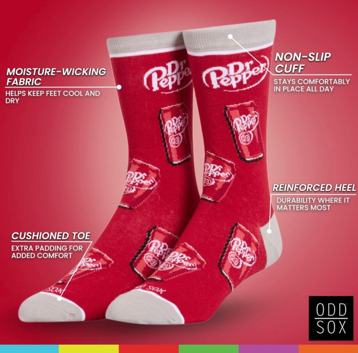 DR. PEPPER Soda Adult Unisex Socks COOL SOCKS Brand Large Feet