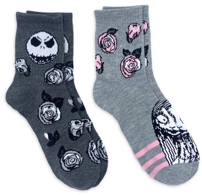 DISNEY NIGHTMARE BEFORE CHRISTMAS Ladies 2 Pair Of MOTHERS DAY Socks With JACK & SALLY - Novelty Socks And Slippers