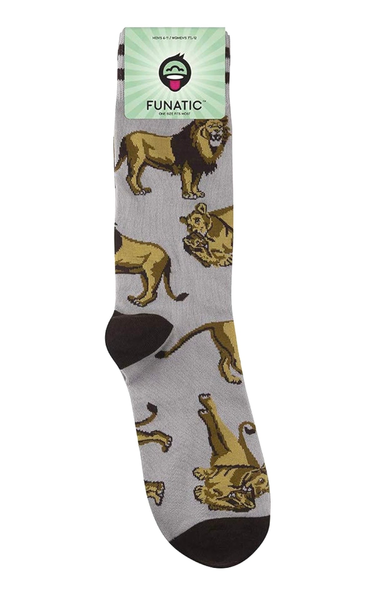 LION Adult Unisex Socks FUNATIC Brand LIONS All Over - Novelty Socks And Slippers