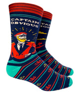 GROOVY THINGS Co. Brand Men’s CAPTAIN OBVIOUS Socks - Novelty Socks And Slippers