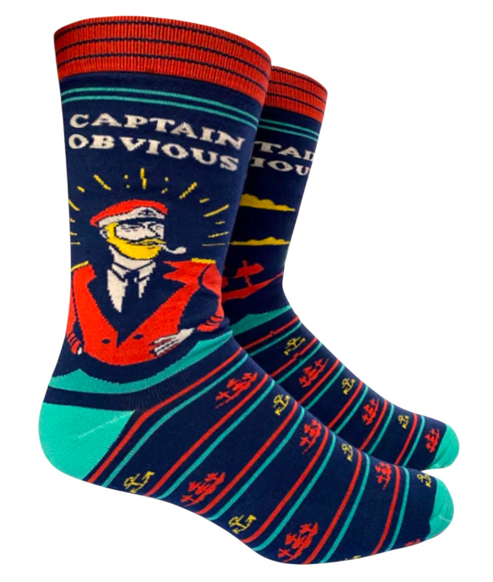 GROOVY THINGS Co. Brand Men’s CAPTAIN OBVIOUS Socks - Novelty Socks And Slippers