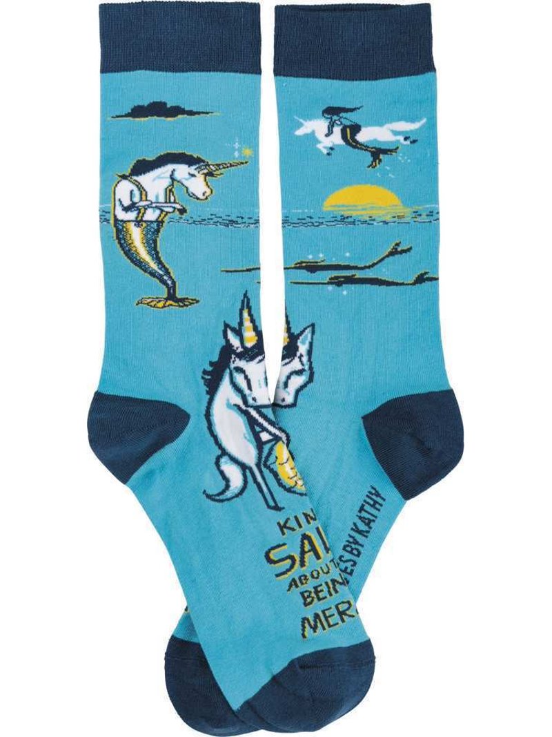 KINDA SALTY NOT BEING A MERMAID Adult UNISEX UNICORN Socks Primitives by Kathy Brand