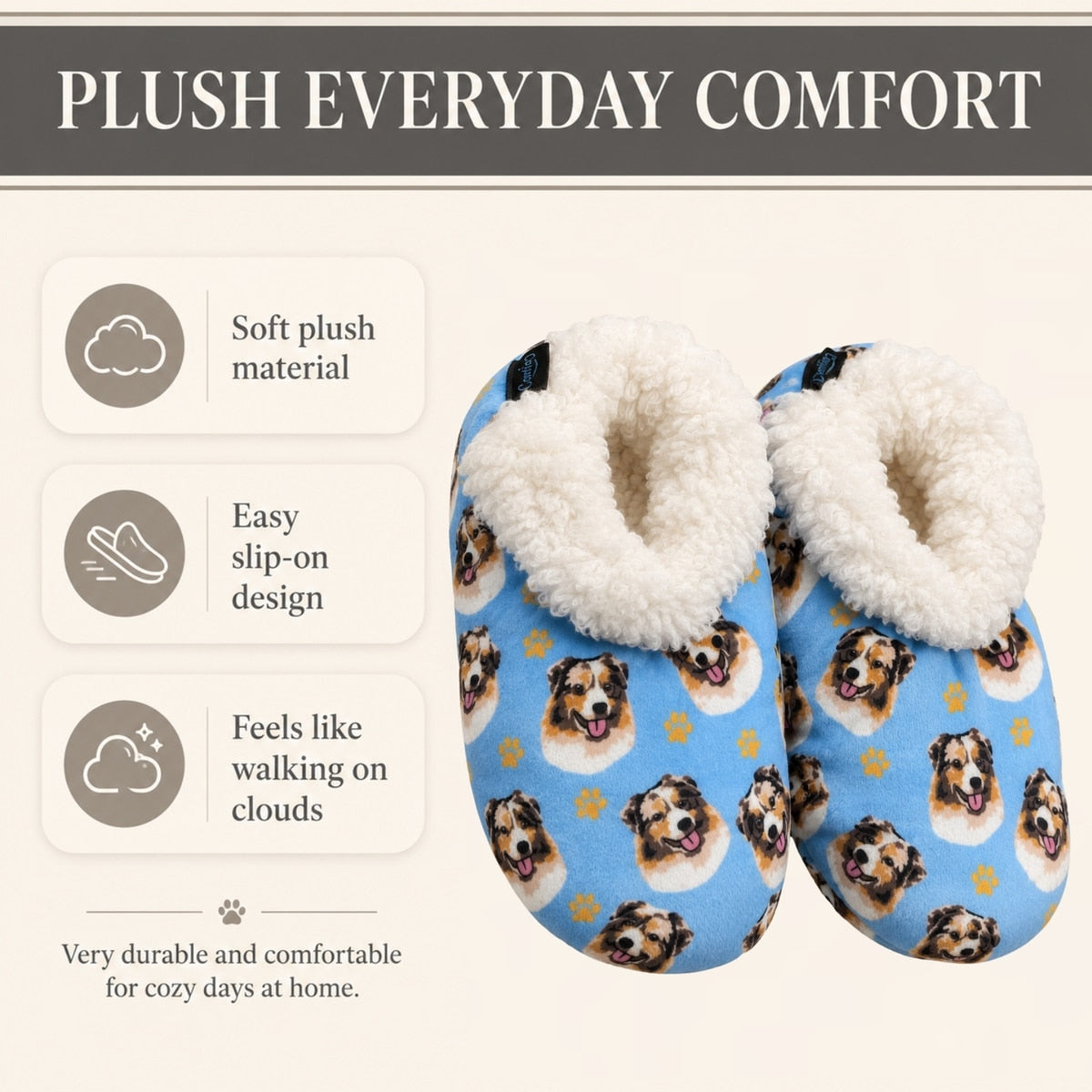 AUSTRALIAN SHEPHERD Dog Ladies Non-Slip Slippers COMFIES BRAND By E&S Pets