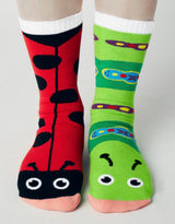 LADYBUG & CATERPILLAR Unisex Toddler Mismatched Gripper Bottom Socks PALS Socks Brand - Novelty Socks And Slippers