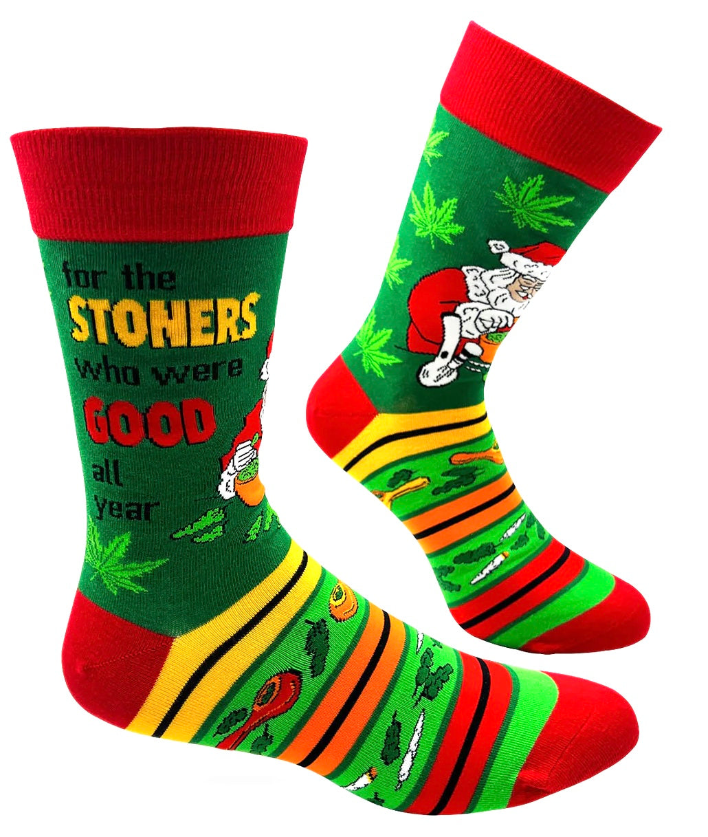 FABDAZ Brand Men’s CHRISTMAS MARIJUANA Socks ‘FOR THE STONERS WHO WERE GOOD ALL YEAR’ - Novelty Socks And Slippers