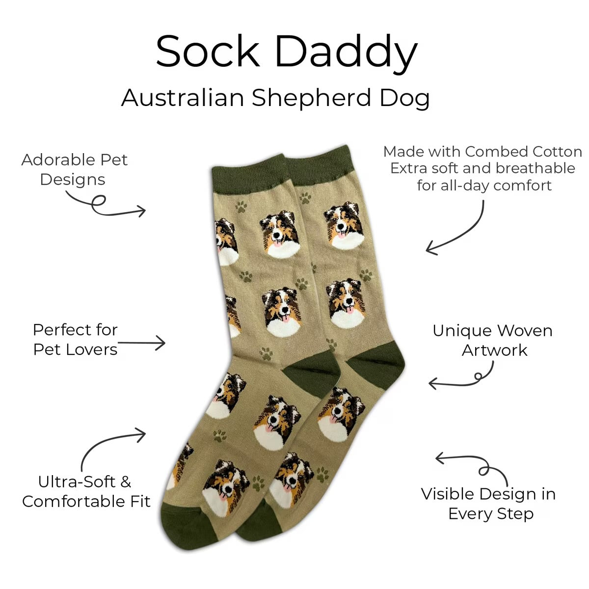 AUSTRALIAN SHEPHERD Dog Adult Unisex Socks By E&S Pets Choose Style