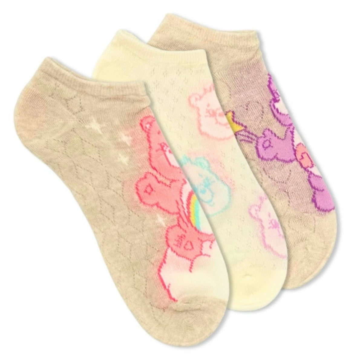 CARE BEARS Ladies 3 Pair Of No Show Socks Share Bear, Cheer Bear