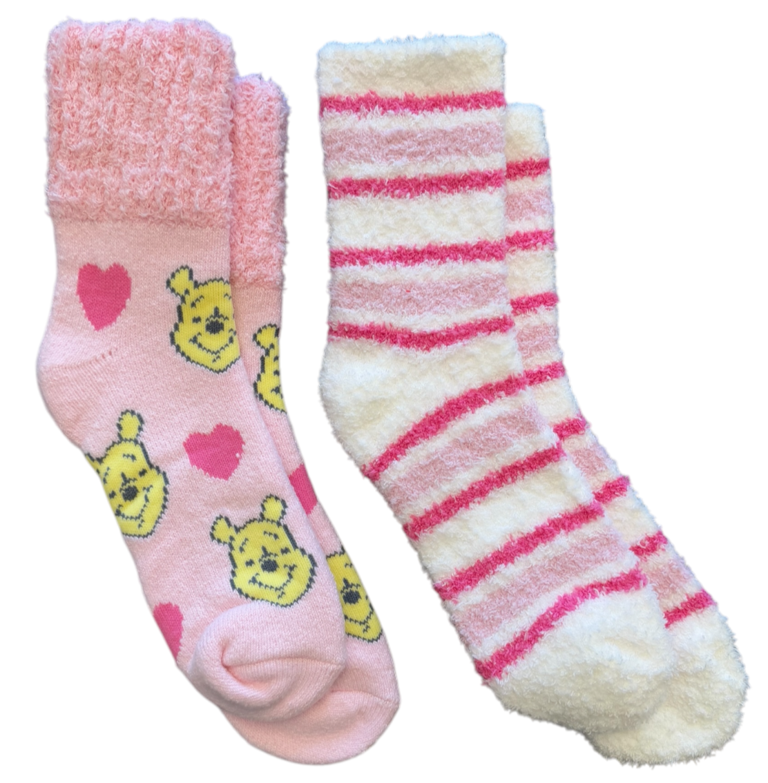 Disney Winnie The Pooh Ladies VALENTINES DAY 2 Pair Of Soft Fuzzy Socks - Novelty Socks And Slippers