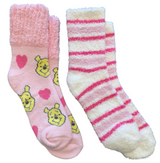 Disney Winnie The Pooh Ladies VALENTINES DAY 2 Pair Of Soft Fuzzy Socks - Novelty Socks And Slippers