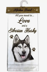 ALL YOU NEED IS LOVE & A DOG Kitchen Tea Towel By E&S Pets (Choose Breed)