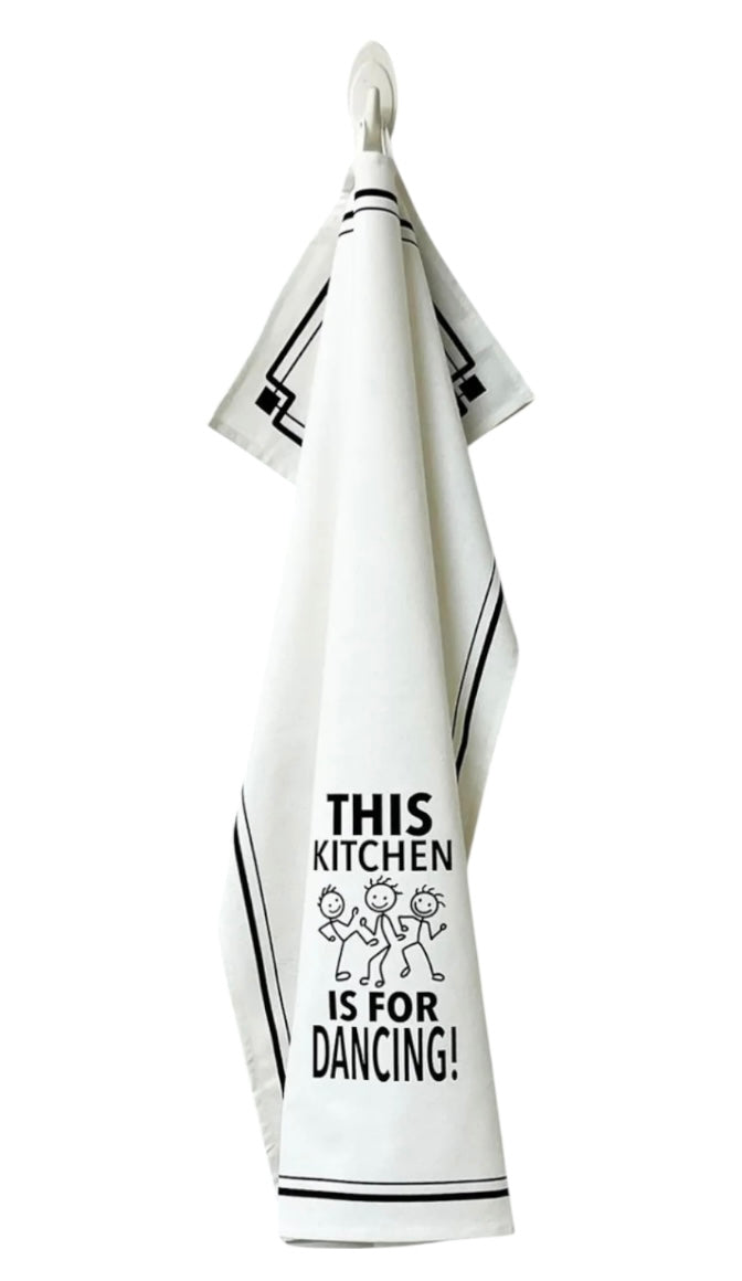 HEY NOW Brand By Fabdaz THIS KITCHEN IS FOR DANCING Kitchen Tea Towel - Novelty Socks And Slippers