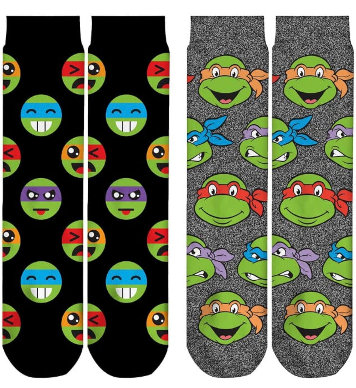 TEENAGE MUTANT NINJA TURTLES Unisex 2 Pair Of Socks ODD SOX Brand - Novelty Socks And Slippers