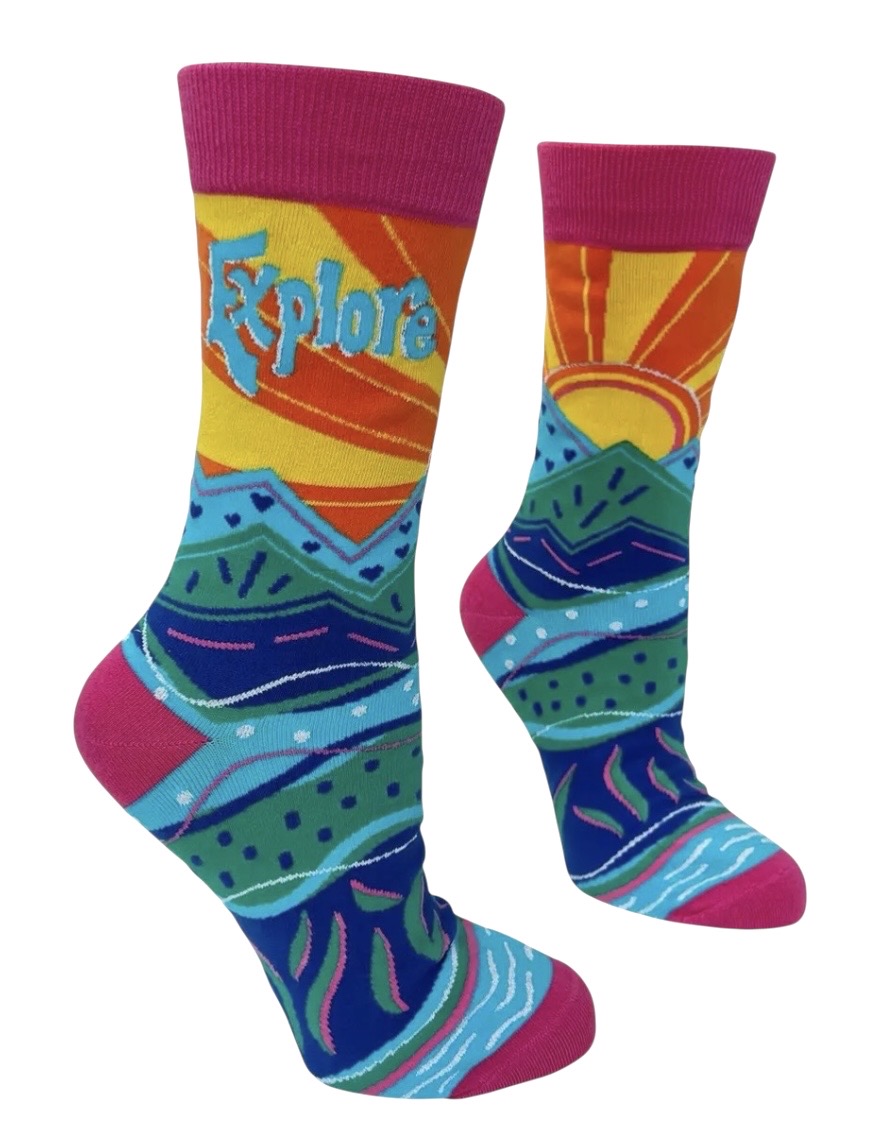 EXPLORE Ladies SUNSHINE & MOUNTAINS Socks FABDAZ Brand - Novelty Socks And Slippers