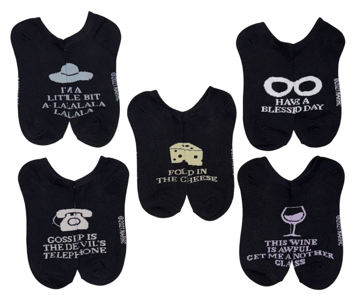 SCHITT’S CREEK TV SHOW Ladies 5 Pair Of No Show Socks ‘FOLD IN THE CHEESE’ - Novelty Socks And Slippers
