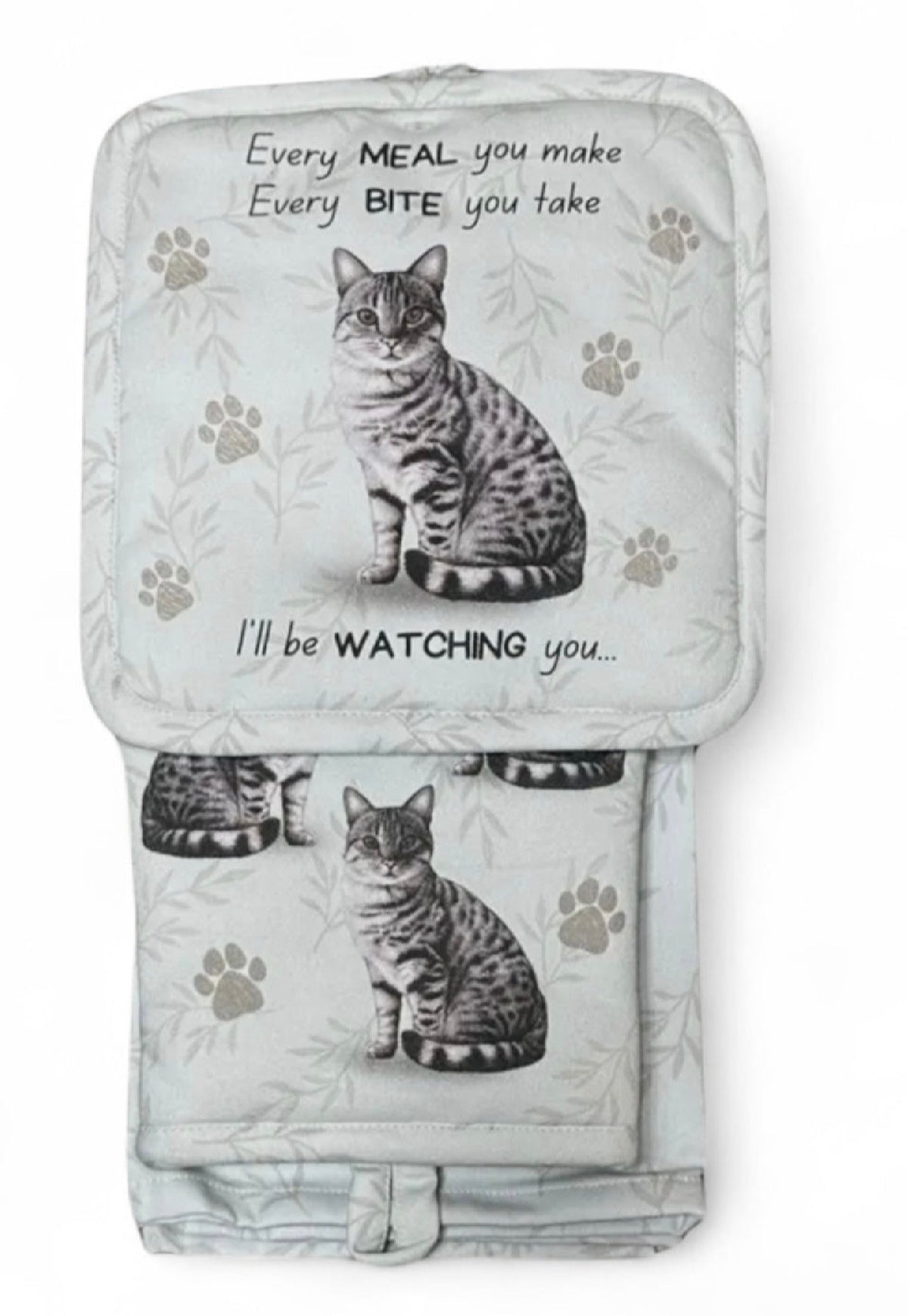 DOG & CAT 3 Piece Oven Mitt & Tea Towel Set By E&S Pets (CHOOSE BREED) - Novelty Socks And Slippers