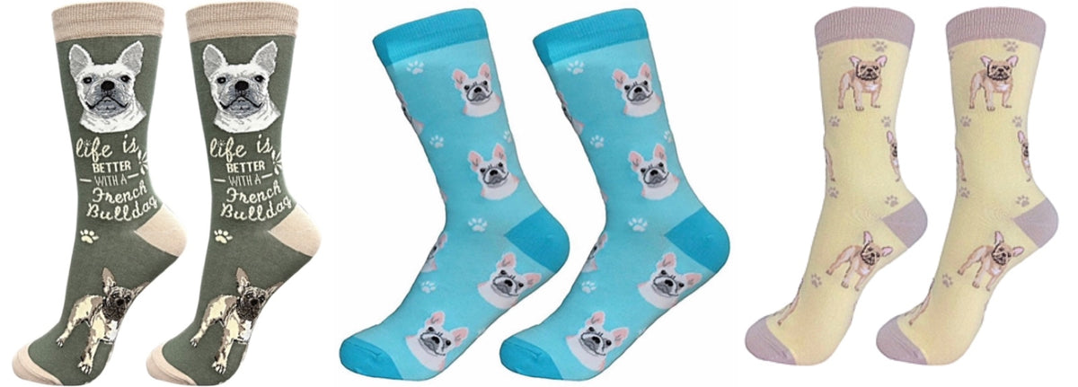 FRENCH BULLDOG Unisex Socks By E&S Pets CHOOSE SOCK DADDY, HAPPY TAILS, LIFE IS BETTER - Novelty Socks for Less