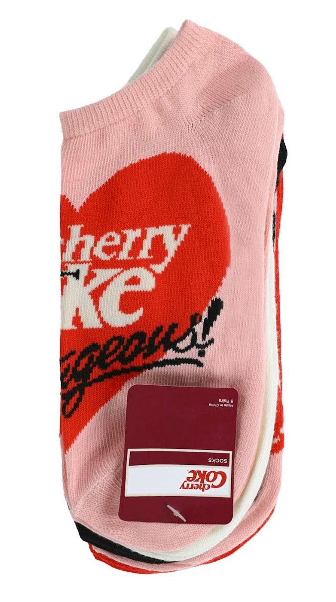 CHERRY COCA-COLA Ladies Valentines Day 5 Pair Of No Show Socks ‘Outrageous’ - Novelty Socks And Slippers