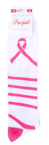 PARQUET Brand Ladies BREAST CANCER Knee High Socks PINK RIBBON Says 'HOPE' - Novelty Socks And Slippers