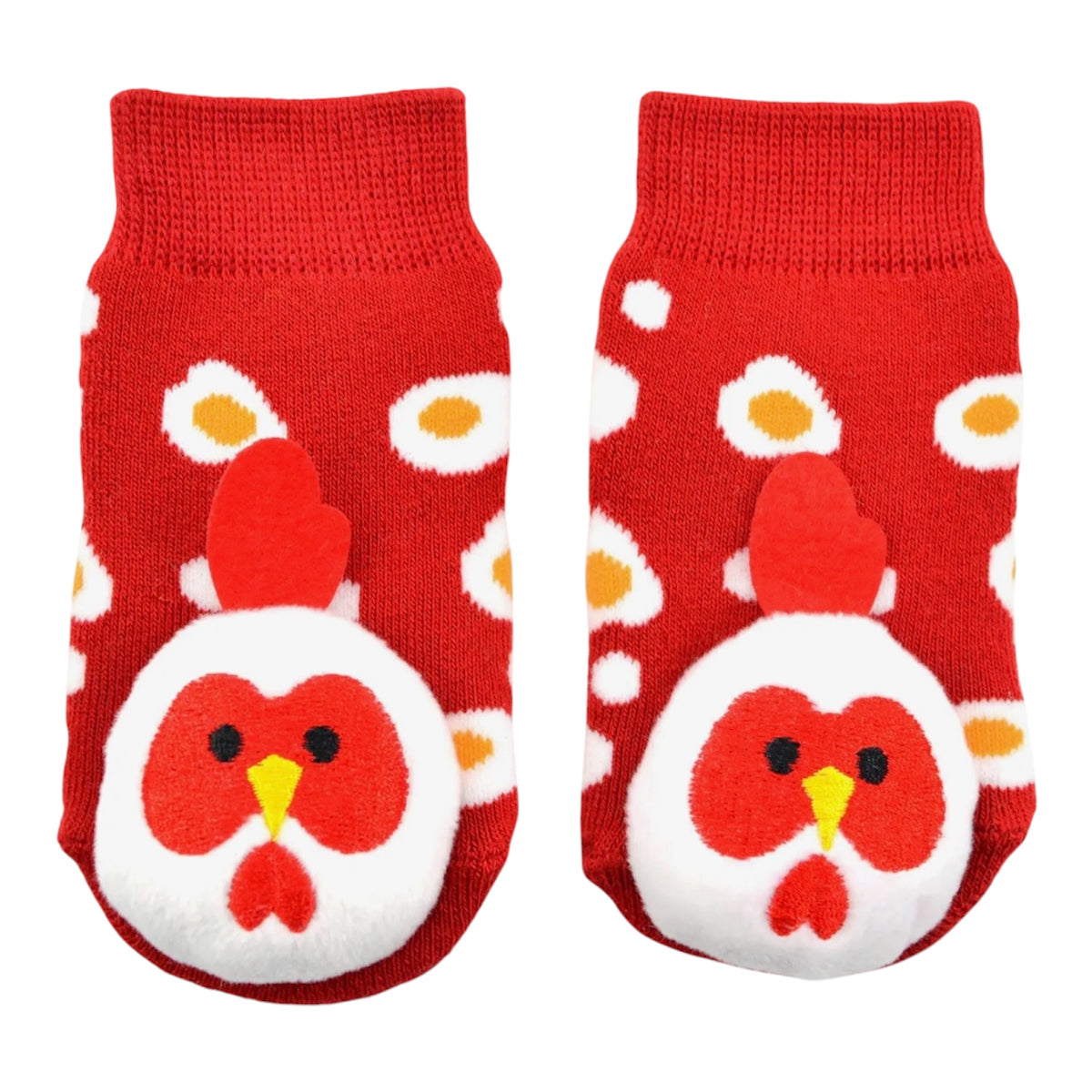 CHICKEN & EGG Baby Unisex Rattle GRIPPER BOTTOM Socks BOOGIE TOES Brand by PIERO LIVENTI