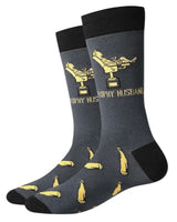 RECLINED TROPHY HUSBAND Men's Socks SOCK HARBOR Brand - Novelty Socks And Slippers