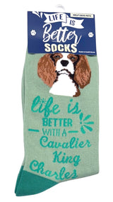 CAVALIER KING CHARLES Dog Unisex Socks By E&S Pets CHOOSE SOCK DADDY, HAPPY TAILS, LIFE IS BETTER - Novelty Socks And Slippers