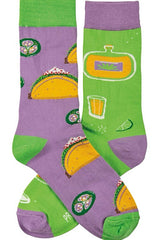 PRIMITIVES BY KATHY Unisex TACOS & TEQUILA Socks With JALAPEÑOS - Novelty Socks And Slippers