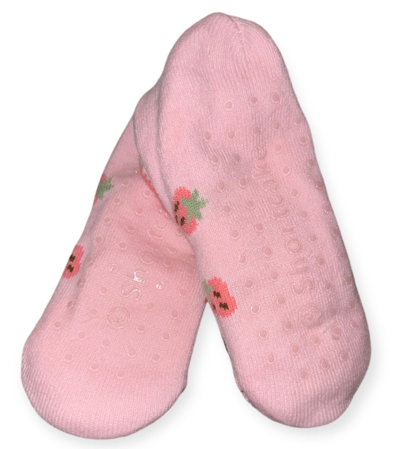 STRAWBERRY SHORTCAKE Ladies Shortie Gripper Bottom Slipper Socks - Novelty Socks And Slippers
