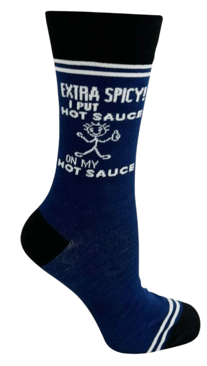 HEY NOW Brand By Fabdaz Unisex EXTRA SPICY I PUT HOT SAUCE ON MY HOT SAUCE Socks - Novelty Socks And Slippers