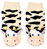 BOOGIE TOES Unisex Baby COW RATTLE GRIPPER BOTTOM SOCKS - Novelty Socks for Less