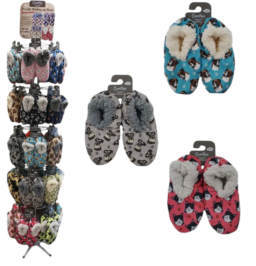 COMFIES BRAND Ladies BEAGLE DOG Non-Skid SLIPPERS By E&S Pets - Novelty Socks And Slippers