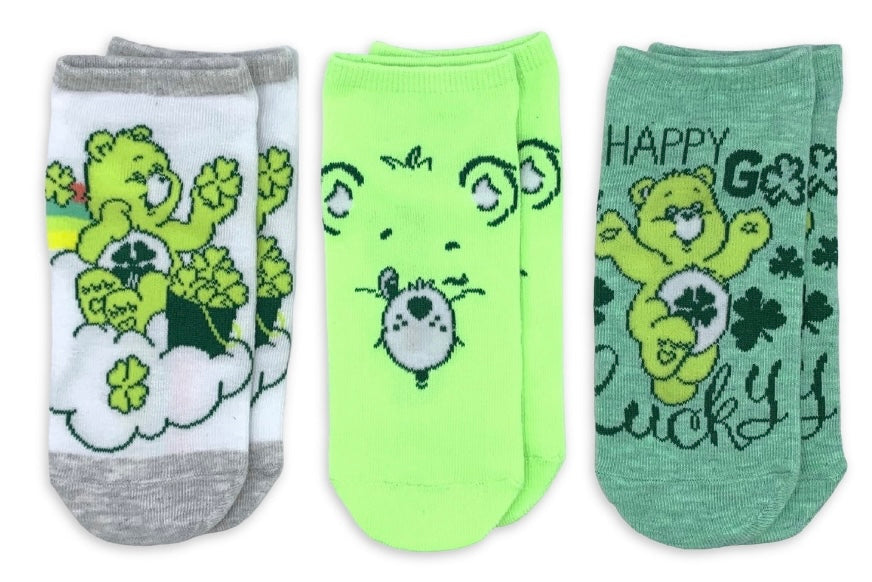 CARE BEARS Ladies 3 Pair Of ST. PATRICKS DAY No Show Socks ‘HAPPY GO LUCKY’ - Novelty Socks And Slippers