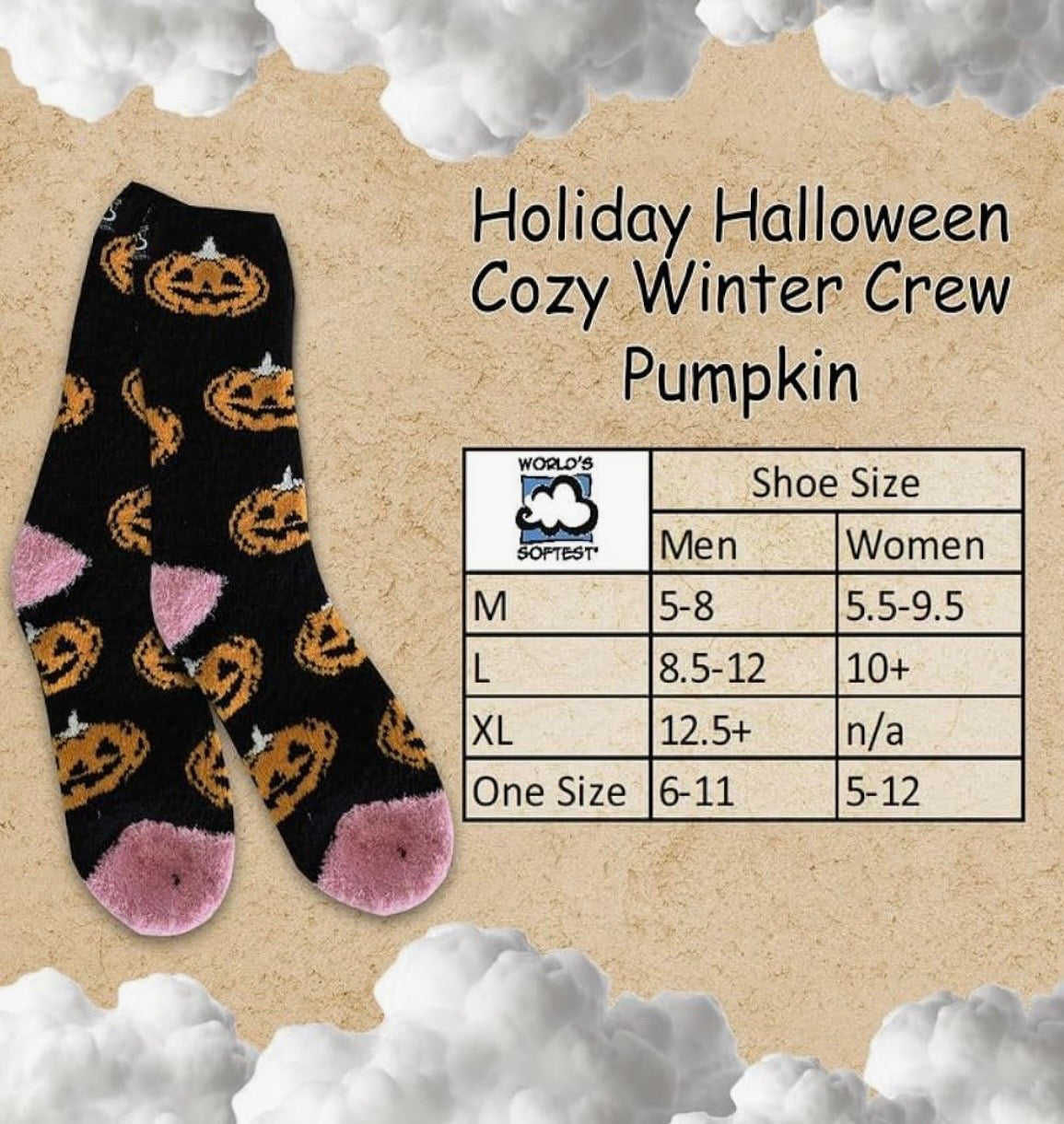 GIANT PUMPKINS Ladies Soft Cozy Halloween Socks WORLD’S SOFTEST SOCKS Brand - Novelty Socks And Slippers