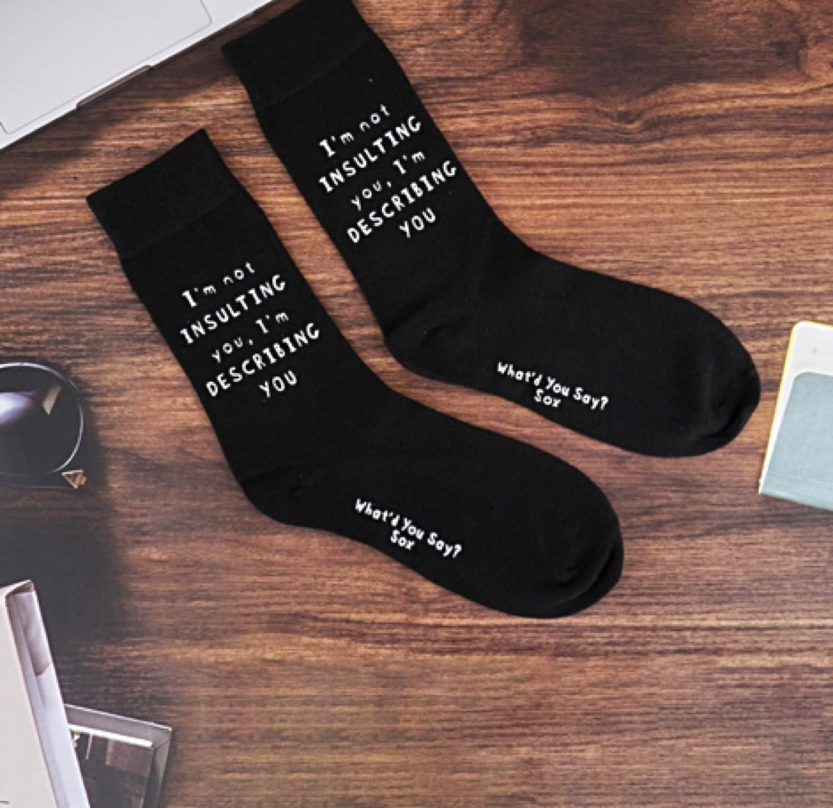WHAT’D YOU SAY? Brand Unisex ‘IN MY DEFENSE, THEY LEFT ME UNSUPERVISED’ Socks - Novelty Socks And Slippers