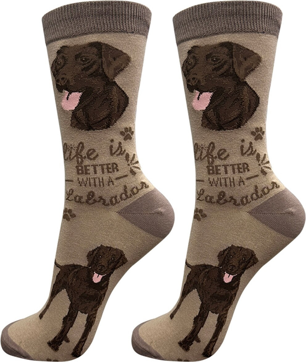 CHOCOLATE LABRADOR Dog Adult Unisex Socks By E&S Pets Choose Style