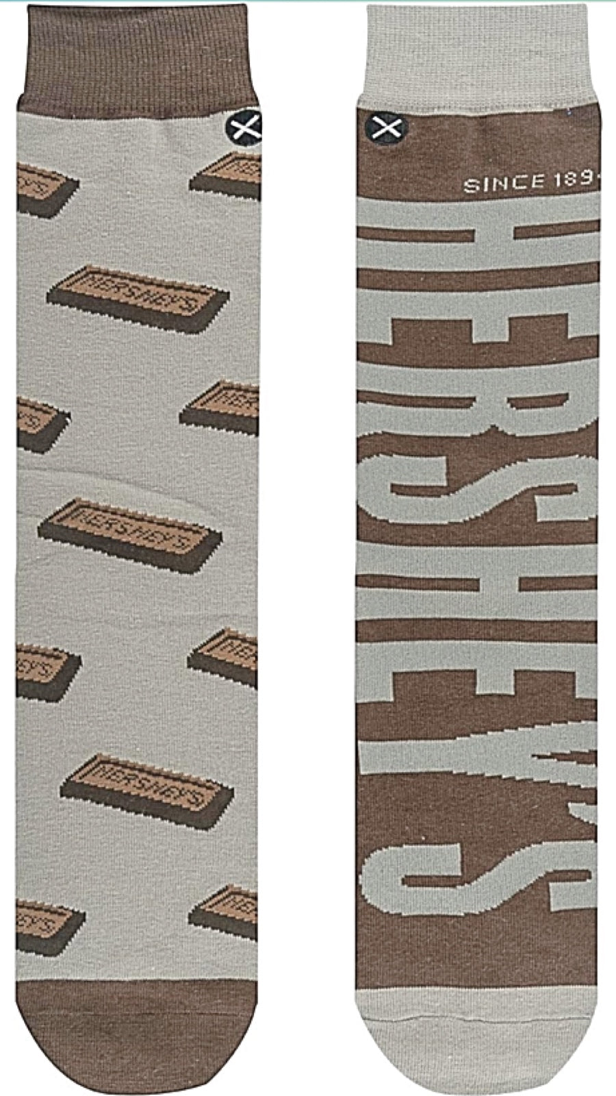 HERSHEY CHOCOLATE BAR Men’s Split Crew Socks ODD SOX Brand - Novelty Socks for Less