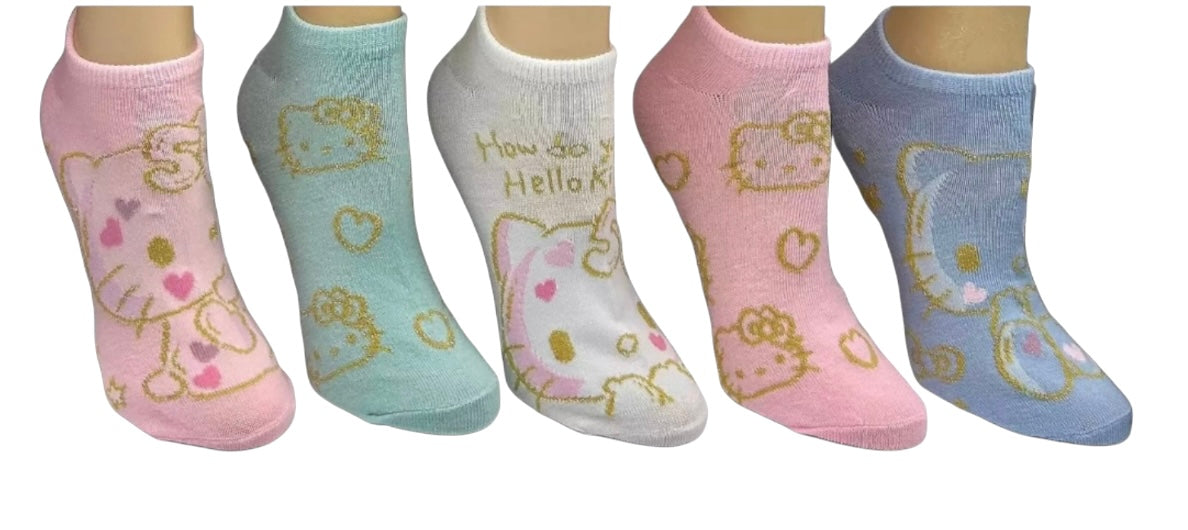 HELLO KITTY Ladies 50th ANNIVERSARY 5 Pair of No Show Socks LIMITED EDITION - Novelty Socks And Slippers