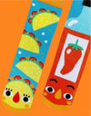 TACO & HOT SAUCE Unisex Mismatched Gripper Bottom Socks PALS SOCKS Brand (CHOOSE SIZE) - Novelty Socks And Slippers