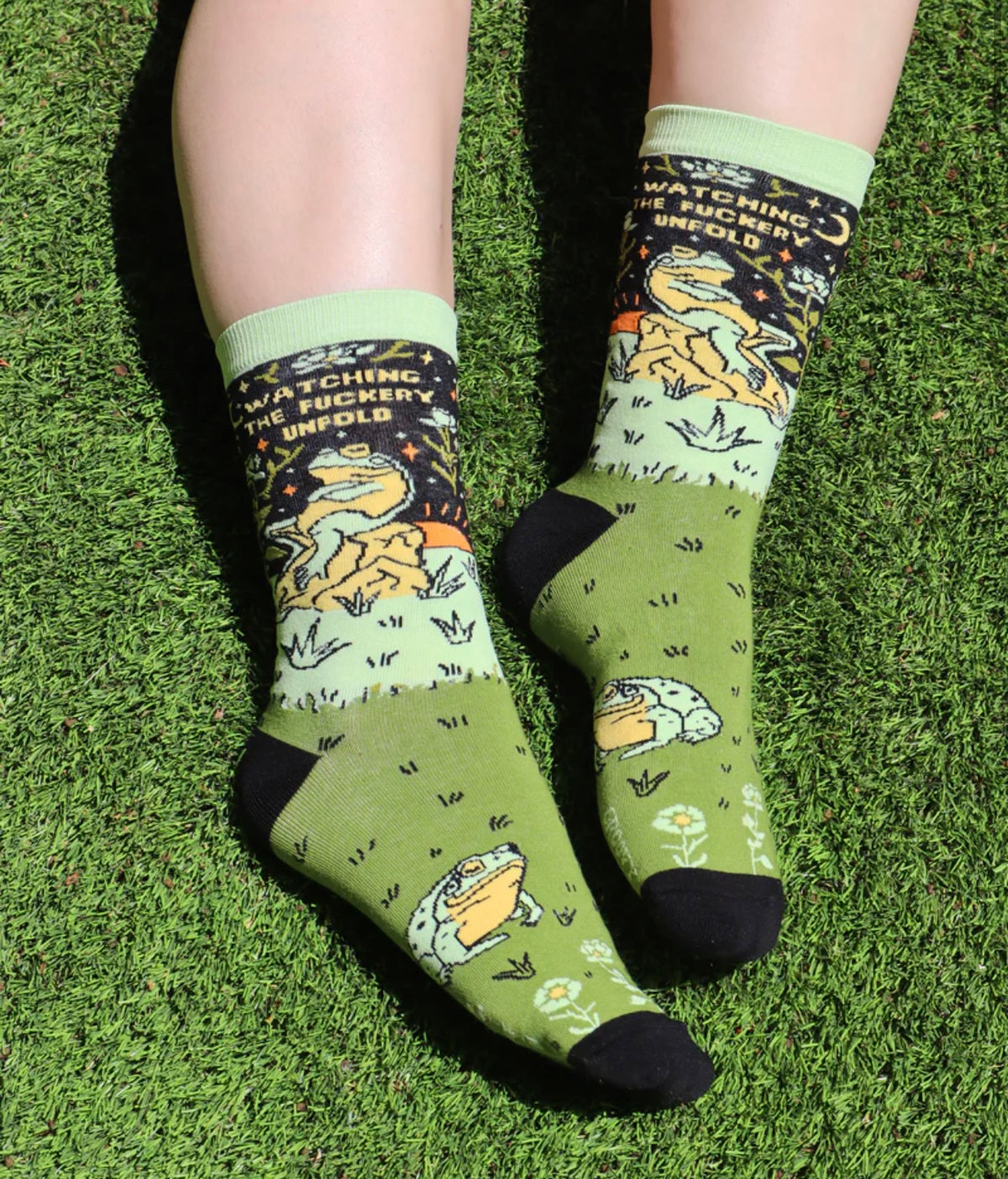GROOVY THINGS Brand Ladies WATCHING THE FUCKERY UNFOLD Socks - Novelty Socks And Slippers