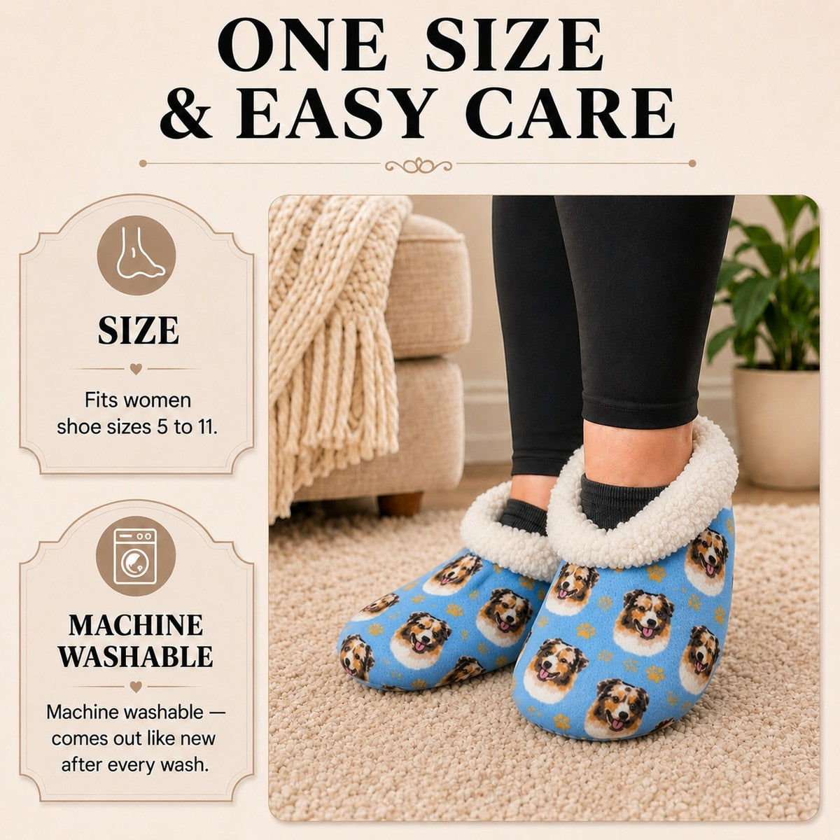 AUSTRALIAN SHEPHERD Dog Ladies Non-Slip Slippers COMFIES BRAND By E&S Pets