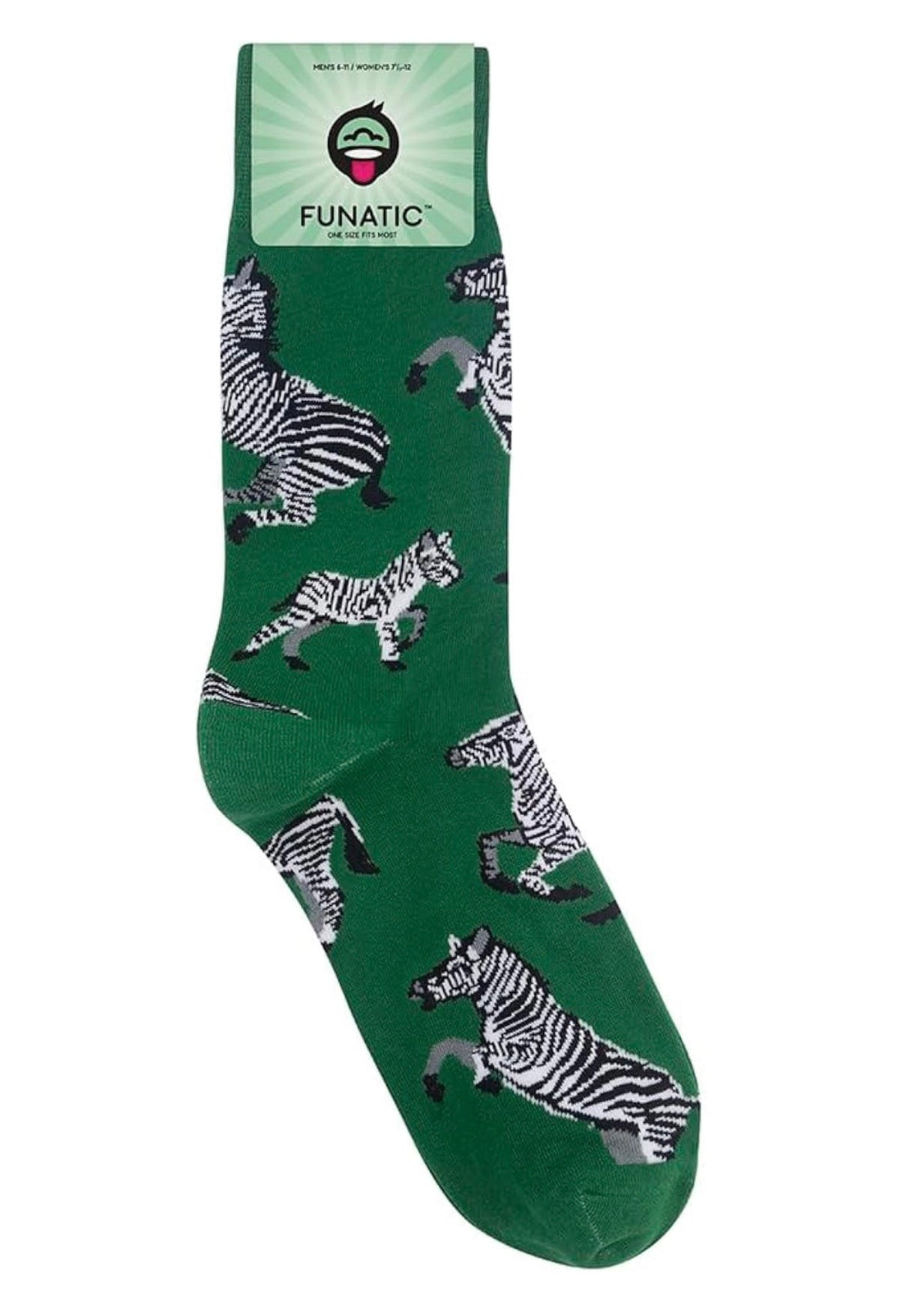 ZEBRA Adult Unisex Socks FUNATIC Brand Zebras All Over - Novelty Socks And Slippers