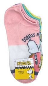 PEANUTS Ladies 5 Pair Of No Show Socks SNOOPY, LUCY & CHARLIE BROWN ‘TIME FRIES’ With FRENCH FRIES - Novelty Socks And Slippers