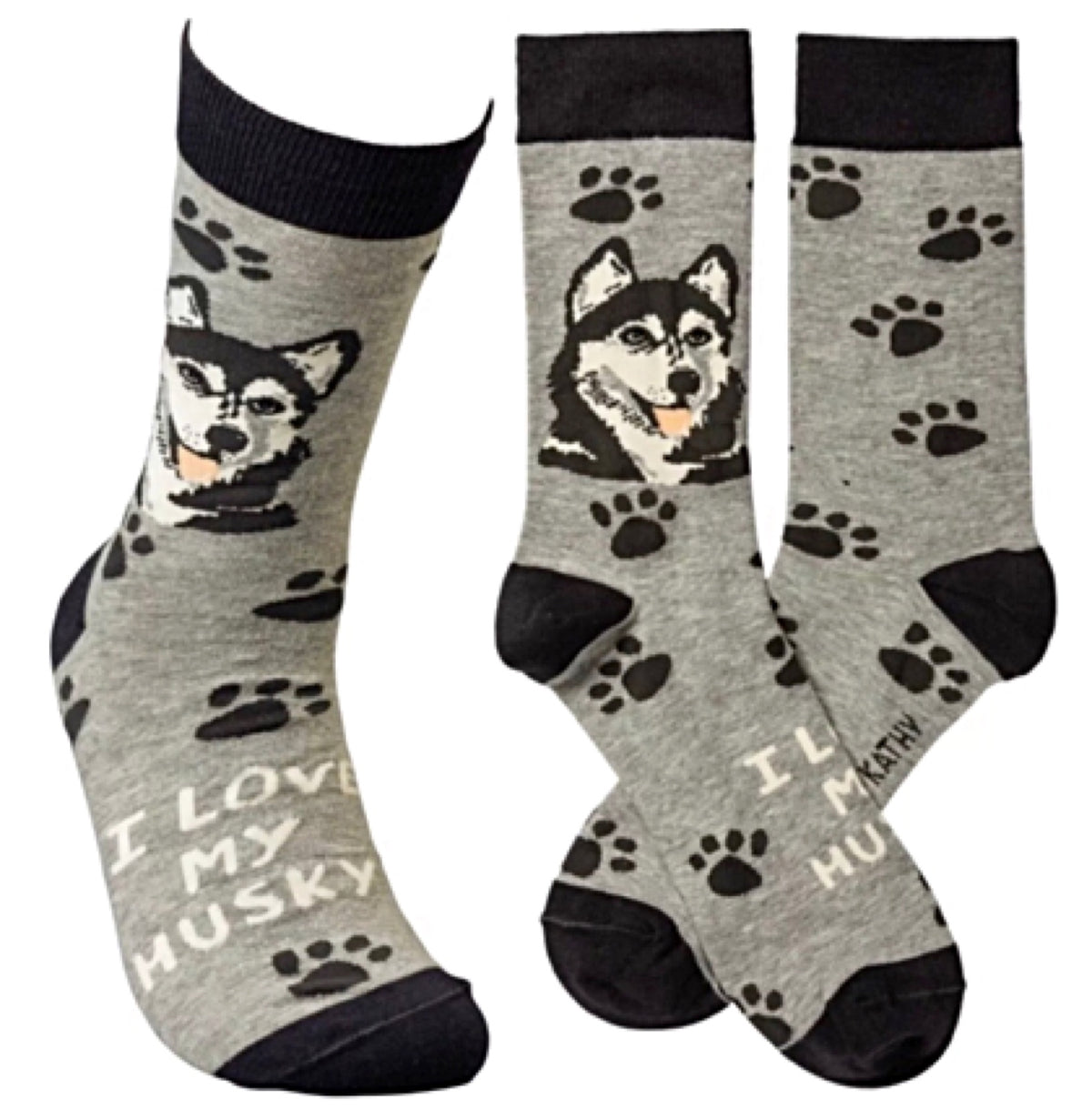 PRIMITIVES BY KATHY Unisex 'I LOVE MY SIBERIAN HUSKY' Socks - Novelty Socks for Less