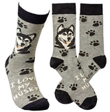 PRIMITIVES BY KATHY Unisex 'I LOVE MY SIBERIAN HUSKY' Socks - Novelty Socks for Less