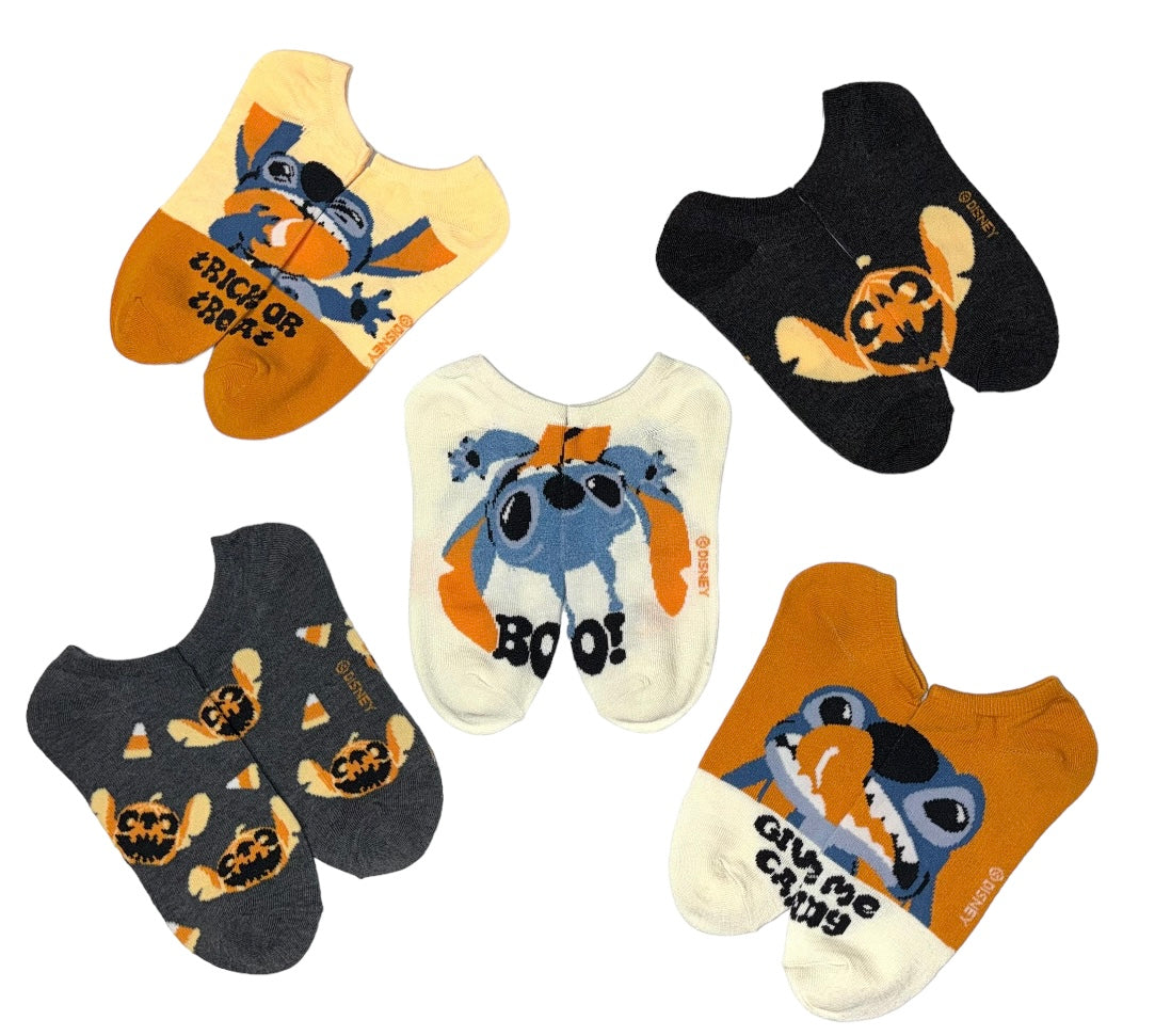 DISNEY LILO & STITCH Ladies 5 Pair Of No Show Socks ‘GIVE ME CANDY’ - Novelty Socks And Slippers