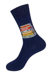 SORRY I’M BOOKED Adult Unisex STACK OF BOOKS Socks NICE ENOUGH MERCH BY FUNATIC Brand - Novelty Socks And Slippers