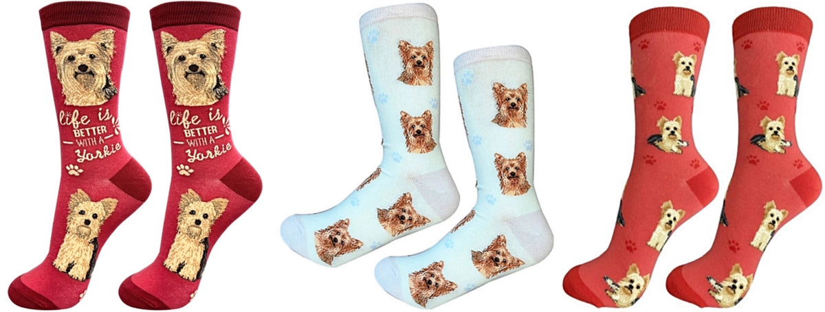 YORKIE Dog Unisex Socks By E&S Pets CHOOSE SOCK DADDY, HAPPY TAILS, LIFE IS BETTER - Novelty Socks for Less