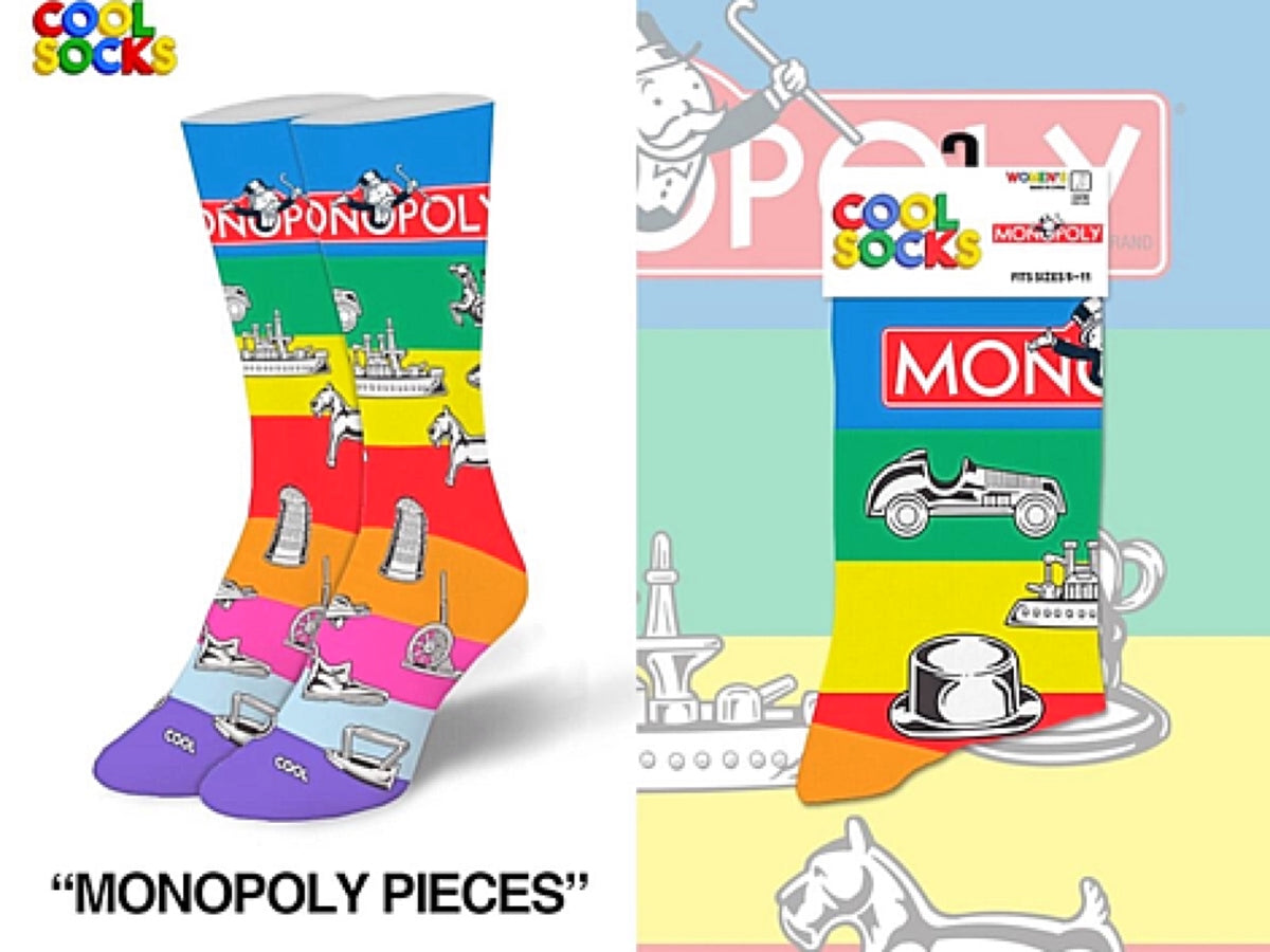 MONOPOLY GAME PIECES Unisex Socks (CHOOSE SIZE) COOL SOCKS Brand - Novelty Socks for Less