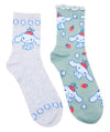 SANRIO HELLO KITTY Ladies CINNAMOROLL 2 Pair Of Socks With STRAWBERRIES & FLOWERS - Novelty Socks And Slippers
