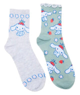 SANRIO HELLO KITTY Ladies CINNAMOROLL 2 Pair Of Socks With STRAWBERRIES & FLOWERS - Novelty Socks And Slippers